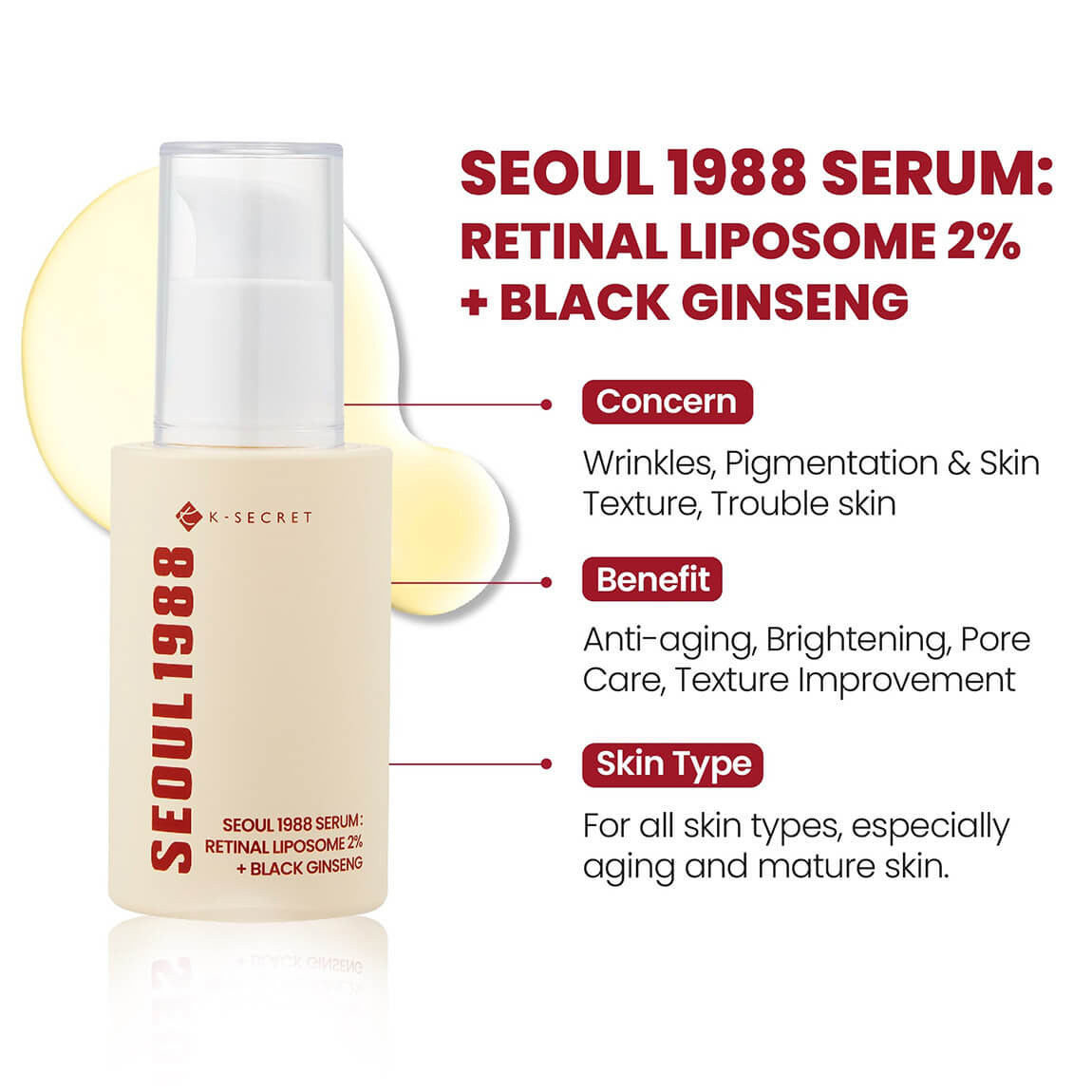 KSECRET - SEOUL 1988 Serum : Retinal Liposome 2% + Black Ginseng